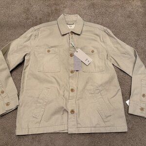 Folk Herringbone Twill Shirt Jacket Stone Medium NWT